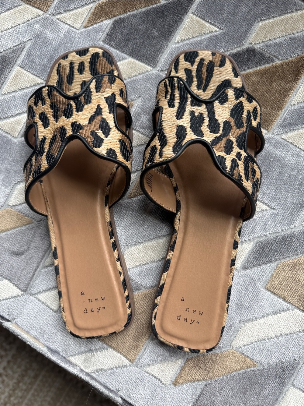 a new day Leopard Slide Sandals in Tan and Black